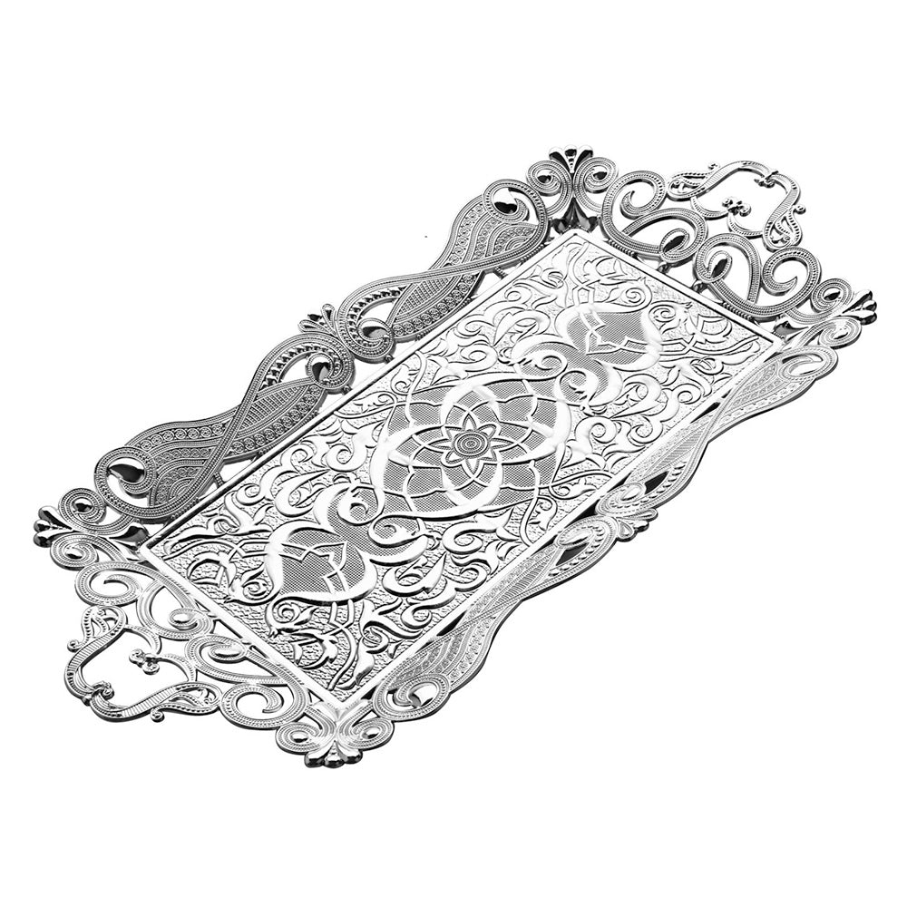 Decorative Serving Platter Rectangular Metal — 15.75 x 7.6 Inch