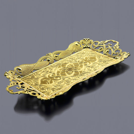 Decorative Serving Platter Rectangular Metal — 15.75 x 7.6 Inch