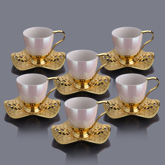 Turkish Coffee Cups Handmade Pearl — 18 Piece, 3 Oz