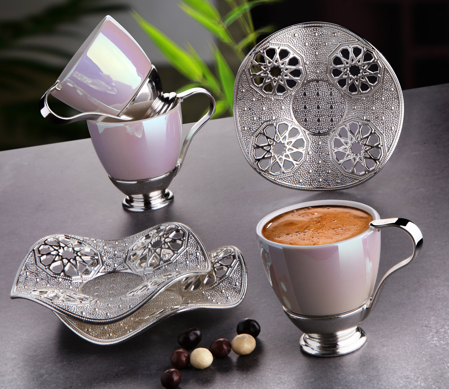 Turkish Coffee Cups Handmade Pearl — 18 Piece, 3 Oz