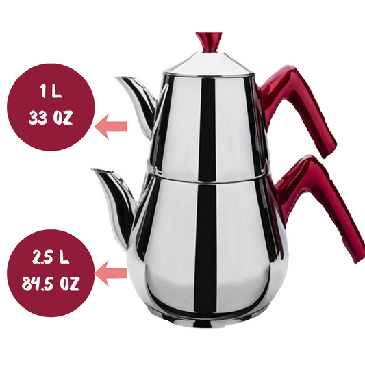 Turkish Teapot Set — Topac Elegance, 33 & 84.5 Oz