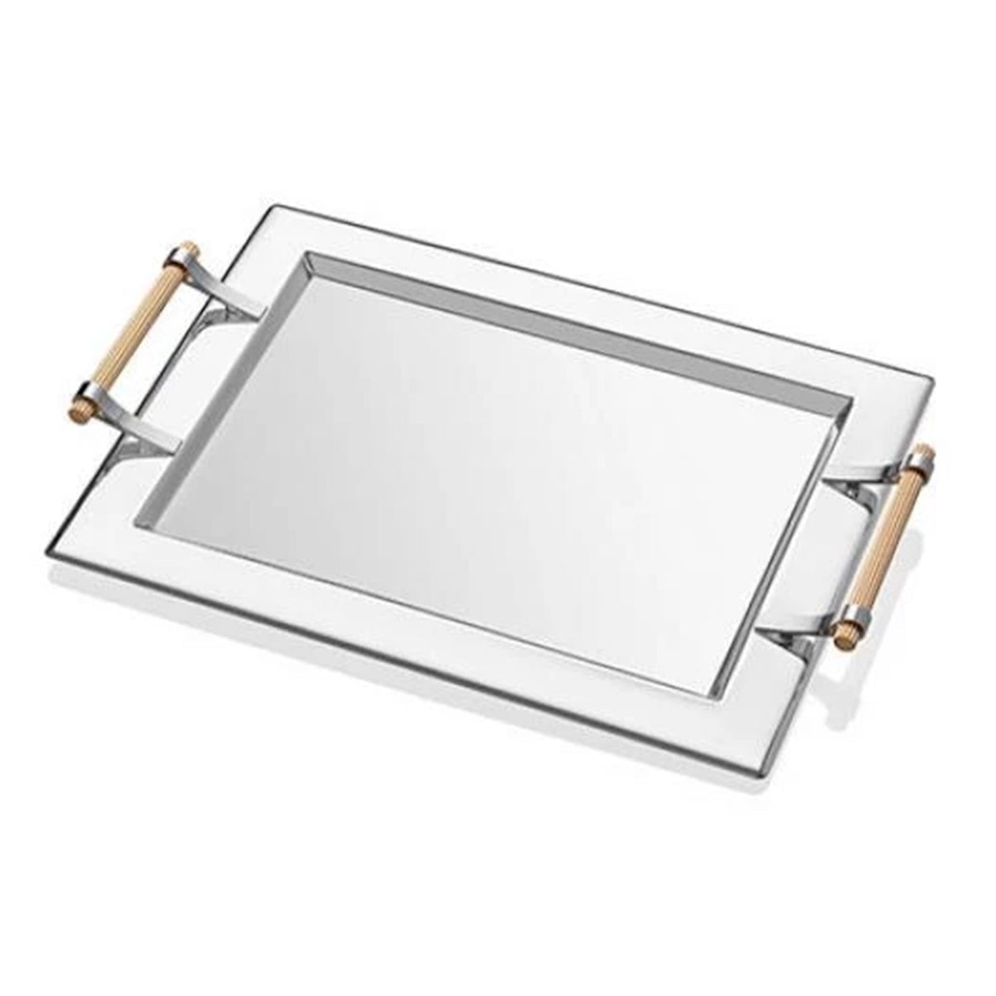 Krom Serving Tray Gold Handles Silver — 17.7 x 13.8 Inch