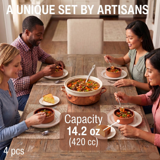 Glazed Terracotta Serving Bowls Set of 4 — Athens, 14.2 Oz