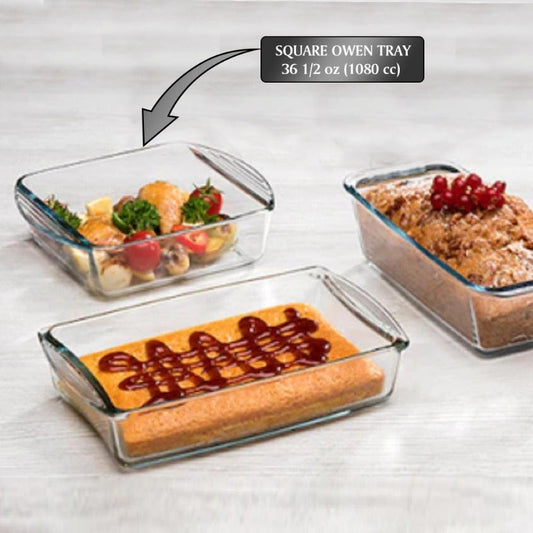 Pasabahce Glass Baking Tray Square Casserole — 36.5 Oz