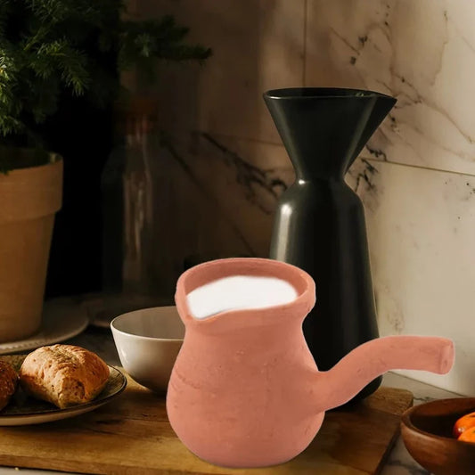 Terracotta Turkish Coffee Pot Handmade Clay — 2 Sizes