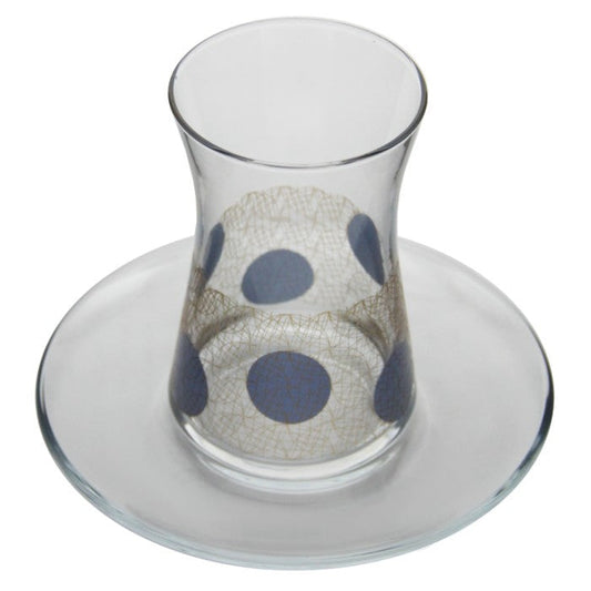 Turkish Teacup Set Telkari 12 Piece — Pasabahce, 5.4 Oz