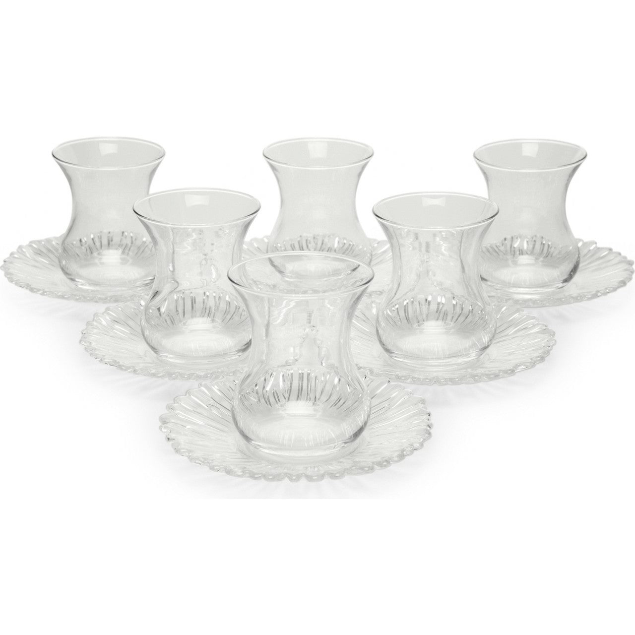 Turkish Tea Cups and Saucers 12 Piece — Pasabahce Aurora, 5.25 Oz
