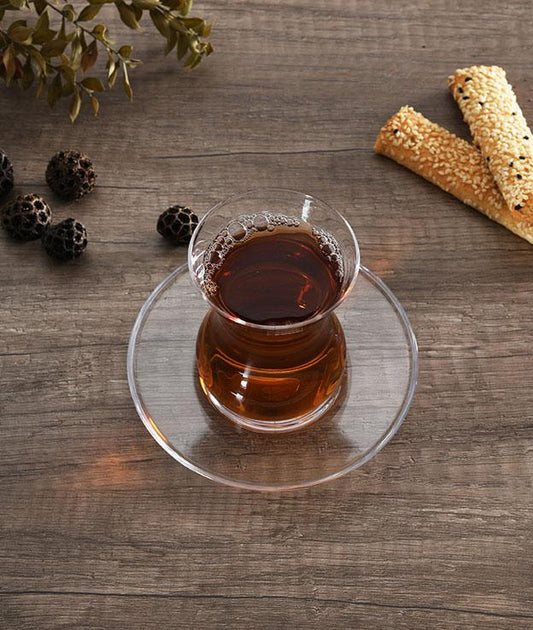 Turkish Tea Cup Set 12 Piece — Pasabahce Crystallin Beykoz, 4.5 Oz