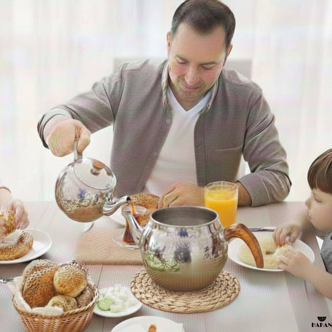 Double Turkish Teapot Set Stainless Steel — Bondy, 3 Sizes