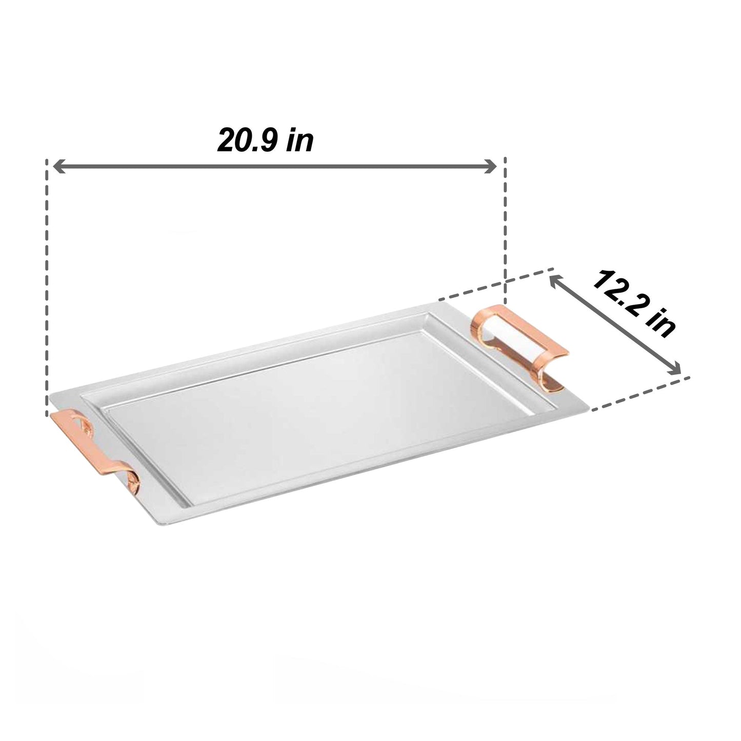 Korkmaz Decorative Rectangle Stainless Steel Serving Tray
