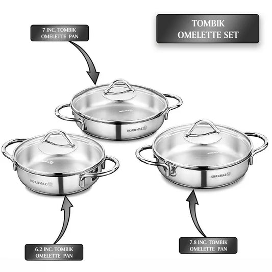 Korkmaz Tombik Stainless Steel Omelet Set — 6 Piece