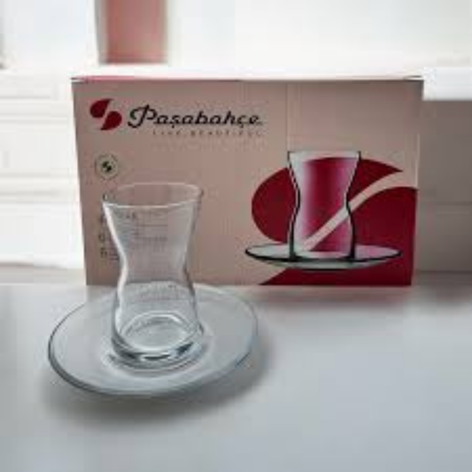 Turkish Tea Cups and Saucers 12 Piece — Pasabahce Irmak Set