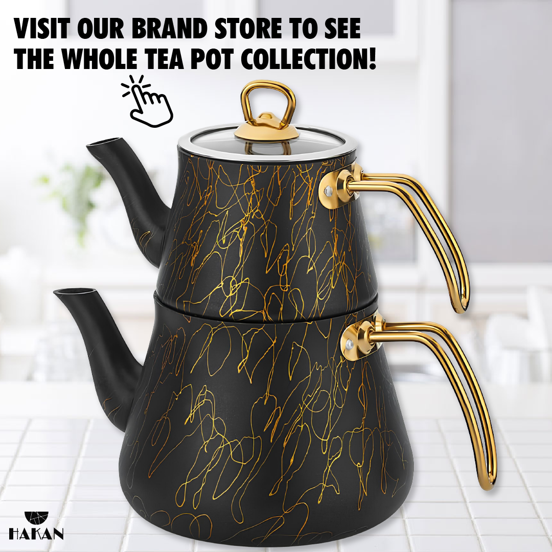 Turkish Teapot Set Granite Black Gold — Avangarde, 135.3 Oz