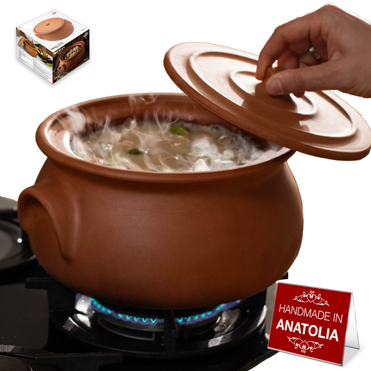 Unglazed Terracotta Cooking Pot with Lid — Suphan, 3 Sizes