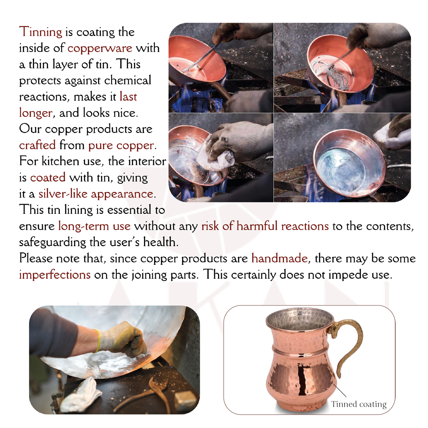 Copper Mug Set Hammered Turkish — 8.4 Oz