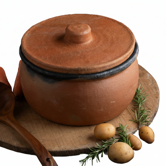 Twice-Baked Unglazed Clay Cooking Pot with Lid — Efes, 4 Sizes