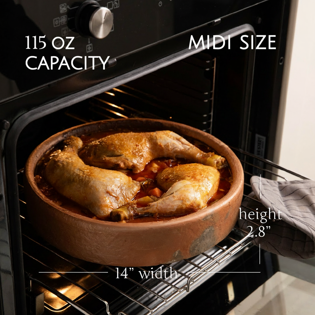 Terracotta Cooking Pan Open Top — Efes Unglazed, 2 Sizes