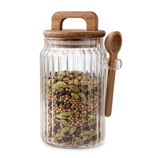 Borosilicate Glass Jar Airtight with Lid and Spoon — 3 Sizes