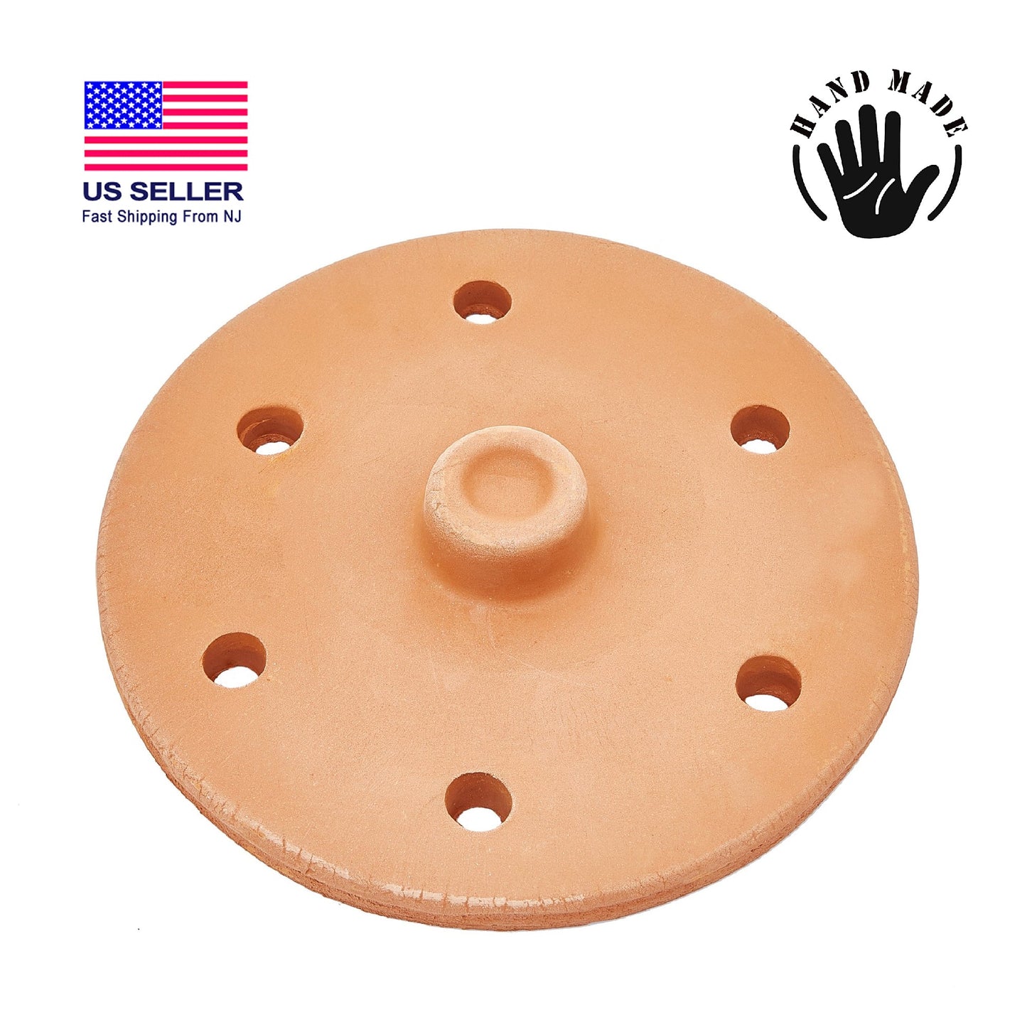 Terracotta Grape Leaf Roll Lid Unglazed — 5 Sizes, 7.1 to 11.8 Inch