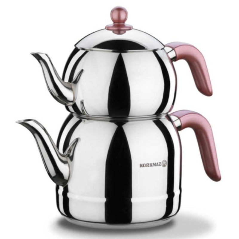 Turkish Teapot Set — Korkmaz Retro, Wooden or Rose Handle