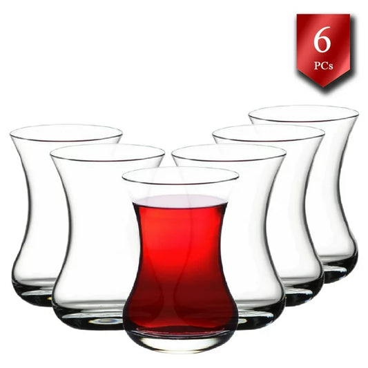 Turkish Tea Cup Set 6 Piece — Pasabahce Classic, 4.2 Oz