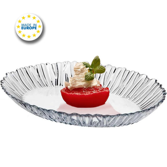Pasabahce Glass Oval Serving Plate — 13 Inch Salad Dish