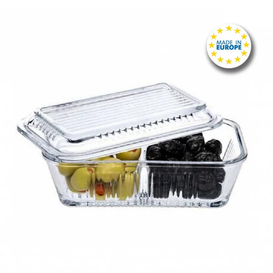 Pasabahce 2-Part Glass Relish Dish with Lid