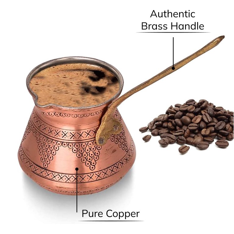 Copper Engraved Coffee Pot for Stovetop — 13 Oz & 20 Oz