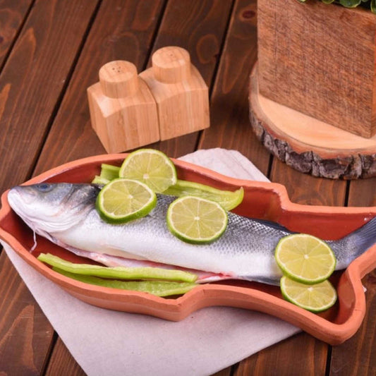 Terracotta Fish Cooking Pan Glazed — 2-Piece Set, 10.5 Inch