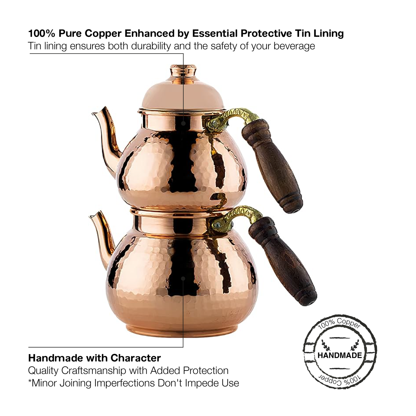 Hammered Copper Samovar Teapot Set Vintage — Decorative