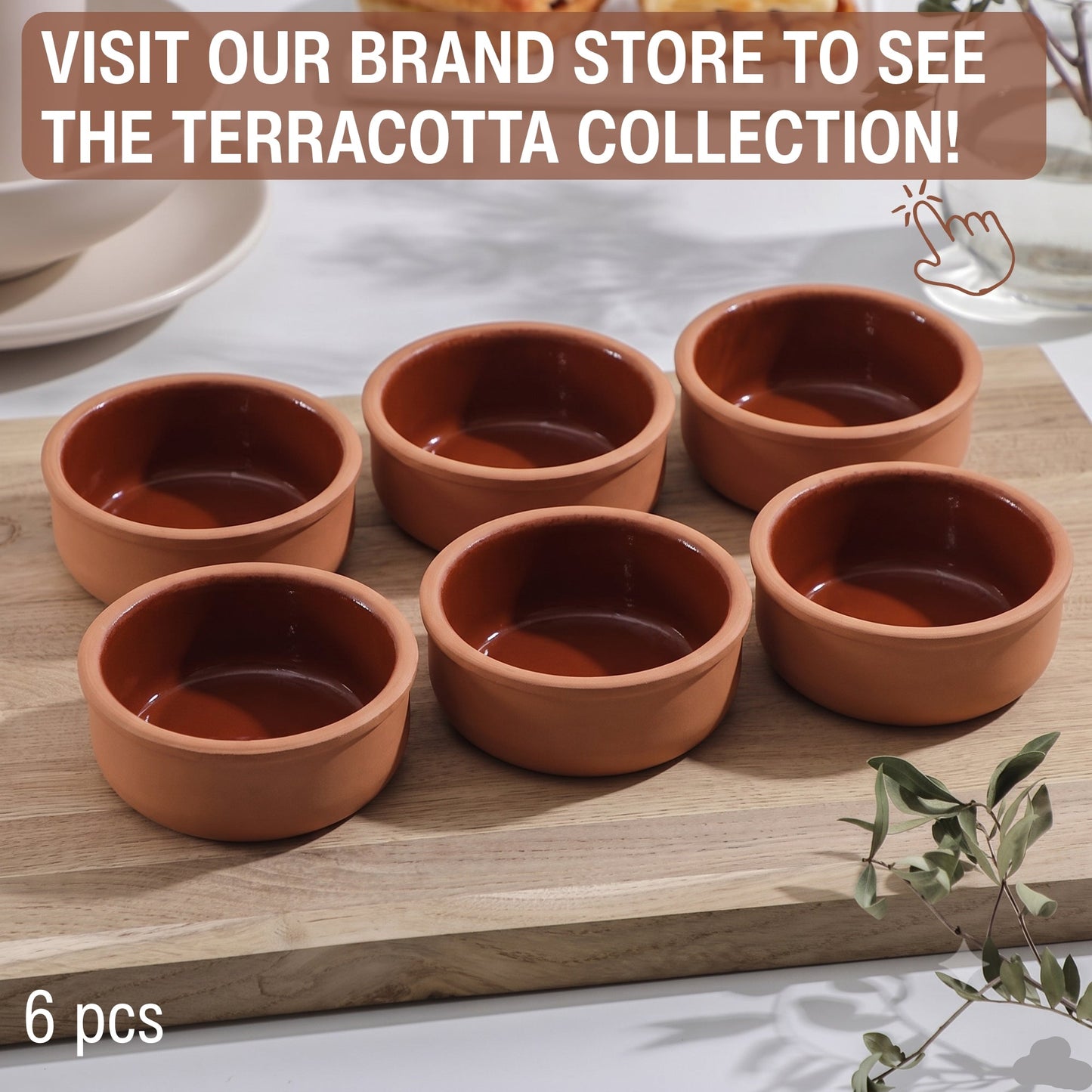 Glazed Terracotta Serving Bowls Set of 6 — Hitit, 8.5 Oz