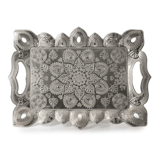 Decorative Serving Tray with Raised Edge — 15.6 x 11.4 Inch