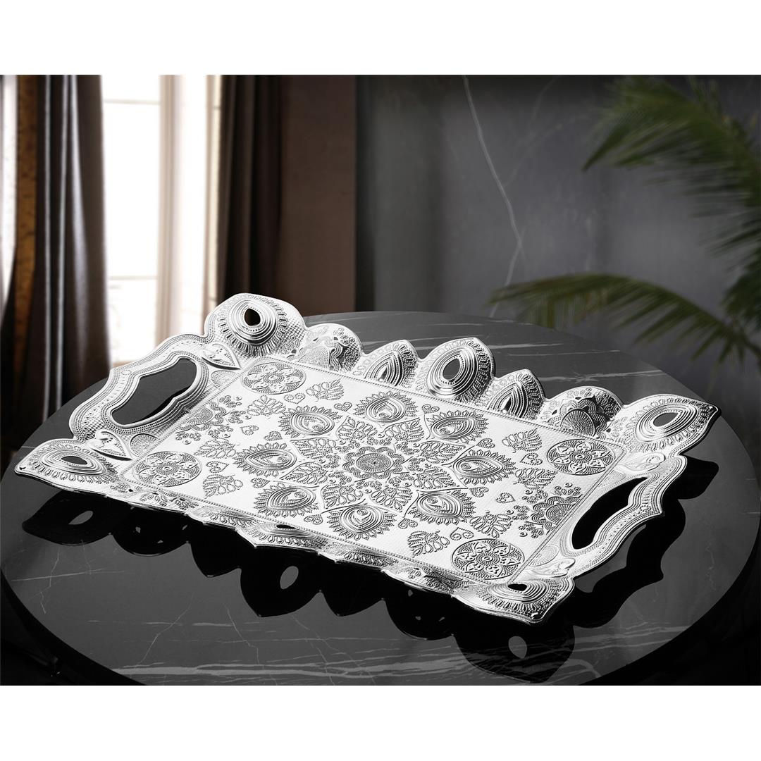Decorative Serving Tray with Raised Edge — 15.6 x 11.4 Inch