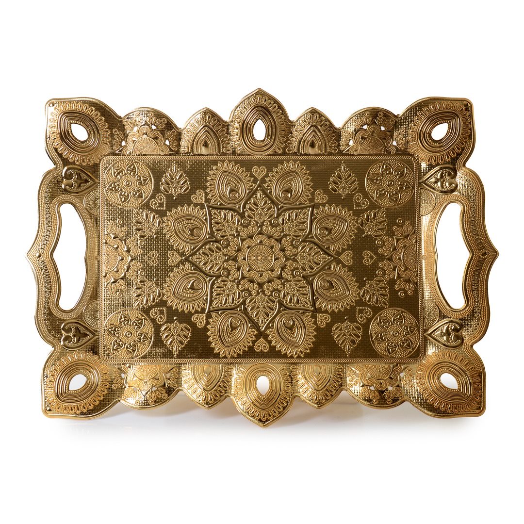 Decorative Serving Tray with Raised Edge — 15.6 x 11.4 Inch