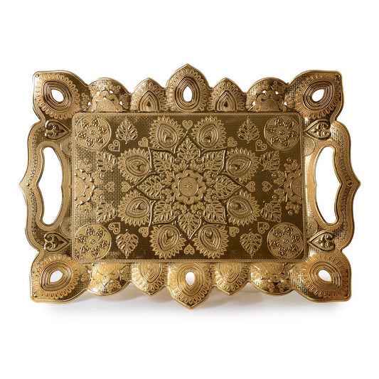 Decorative Serving Tray with Raised Edge — 15.6 x 11.4 Inch