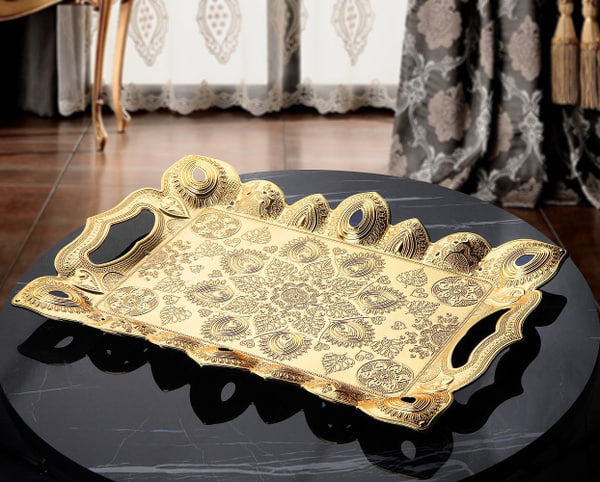 Decorative Serving Tray with Raised Edge — 15.6 x 11.4 Inch