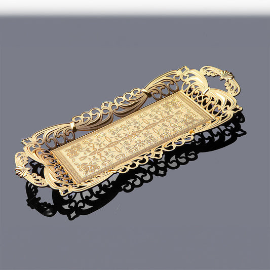 Decorative Vintage Serving Tray — 16 x 8.25 Inch Metal