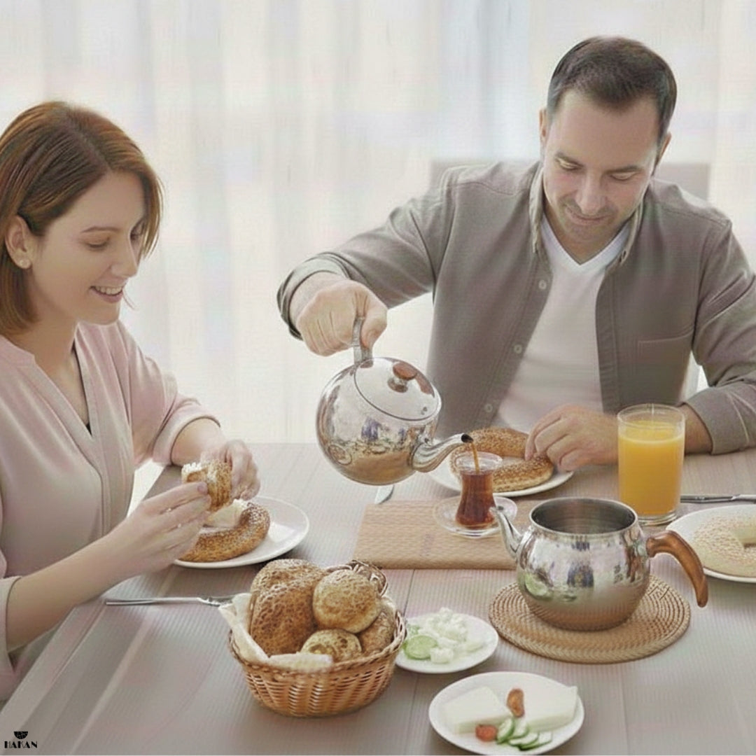 Double Turkish Teapot Set Stainless Steel — Bondy, 3 Sizes