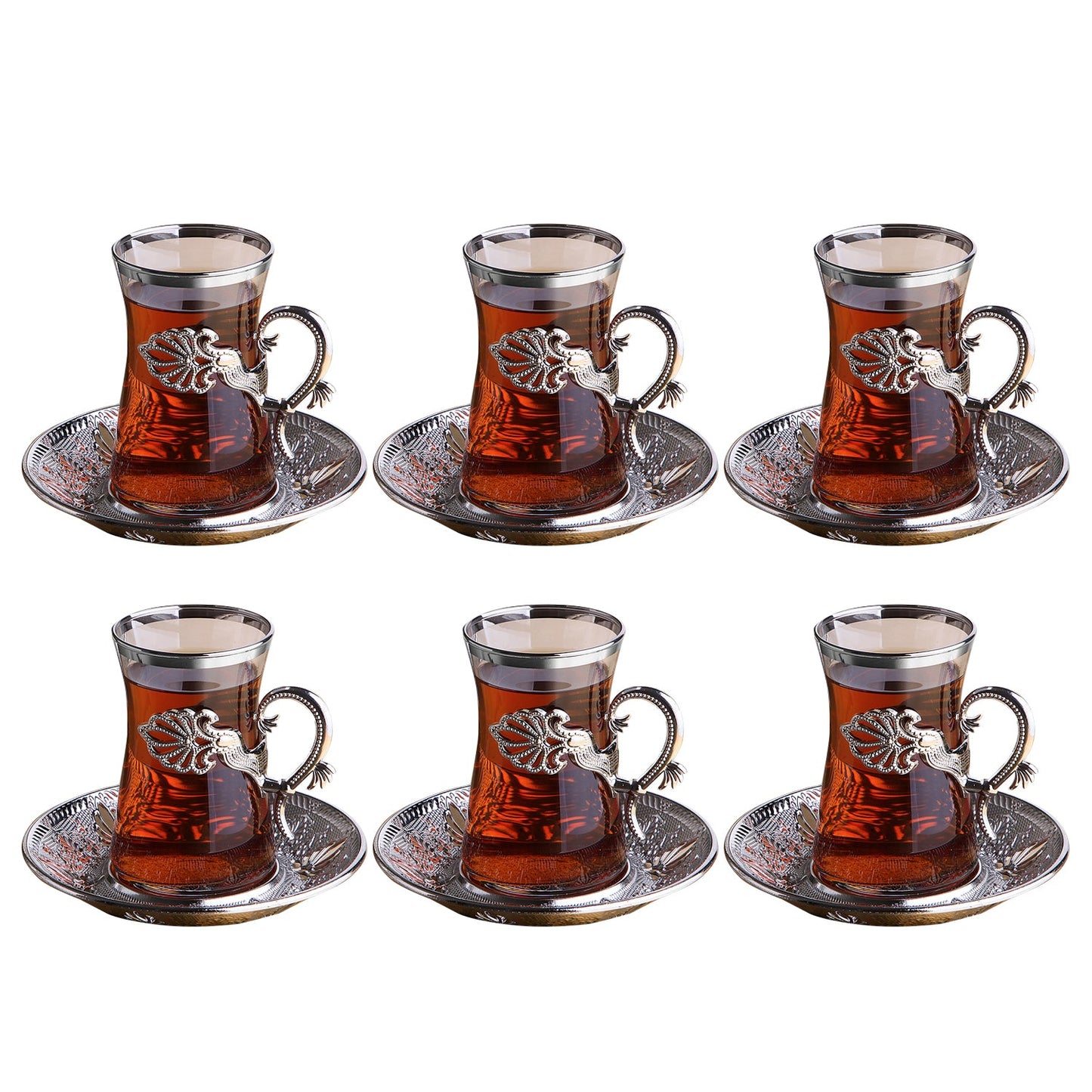 Turkish Tea Set with Saucers and Holders — 5 Oz