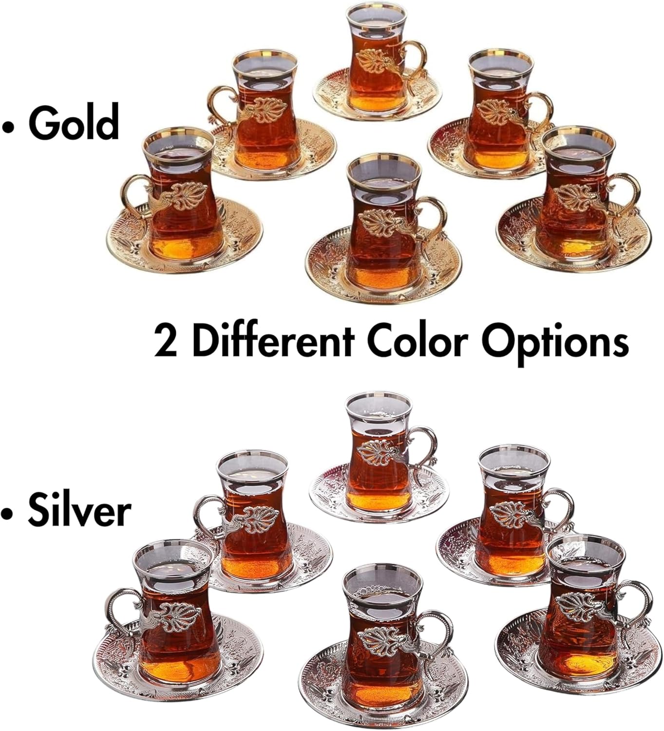 Turkish Tea Set with Saucers and Holders — 5 Oz