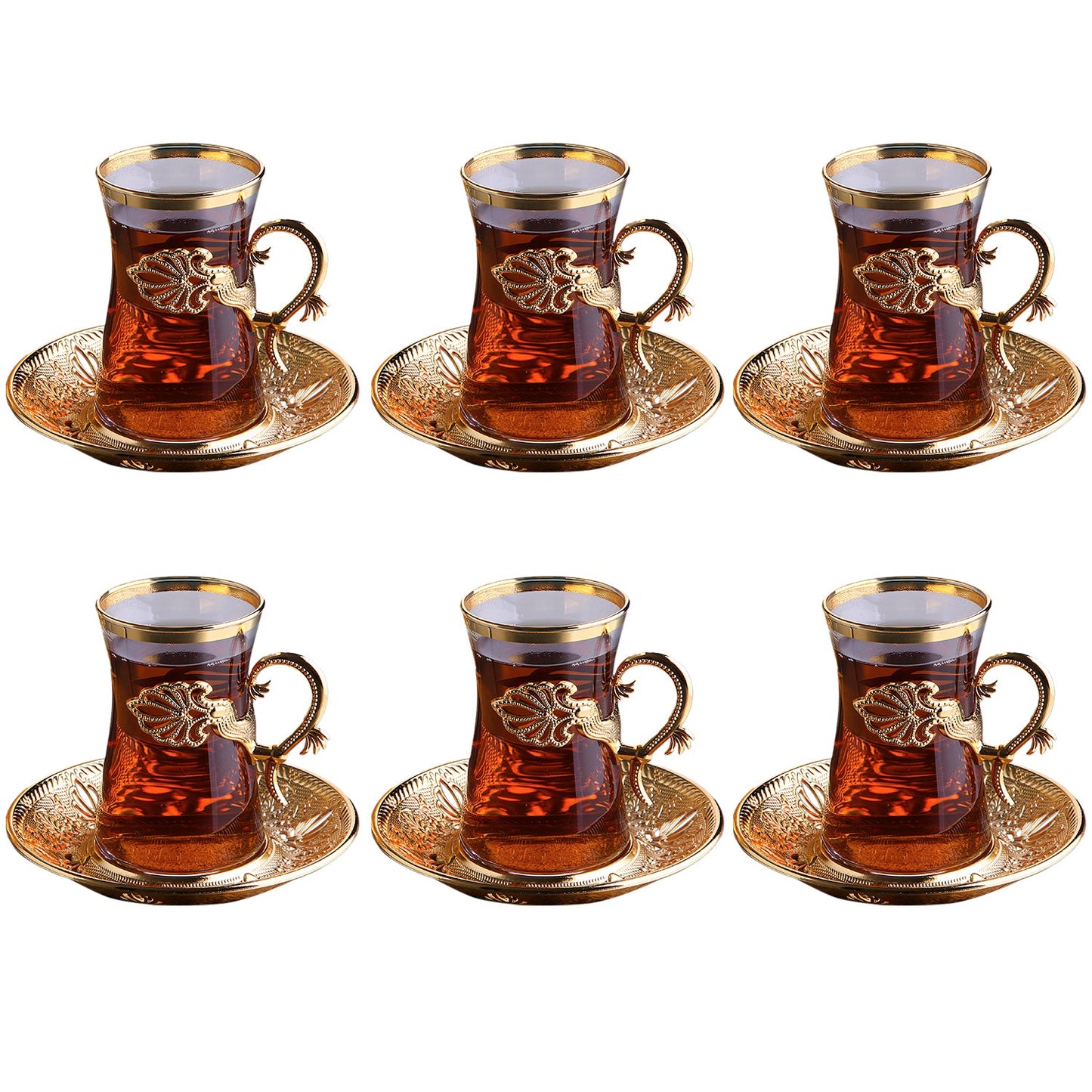 Turkish Tea Set with Saucers and Holders — 5 Oz