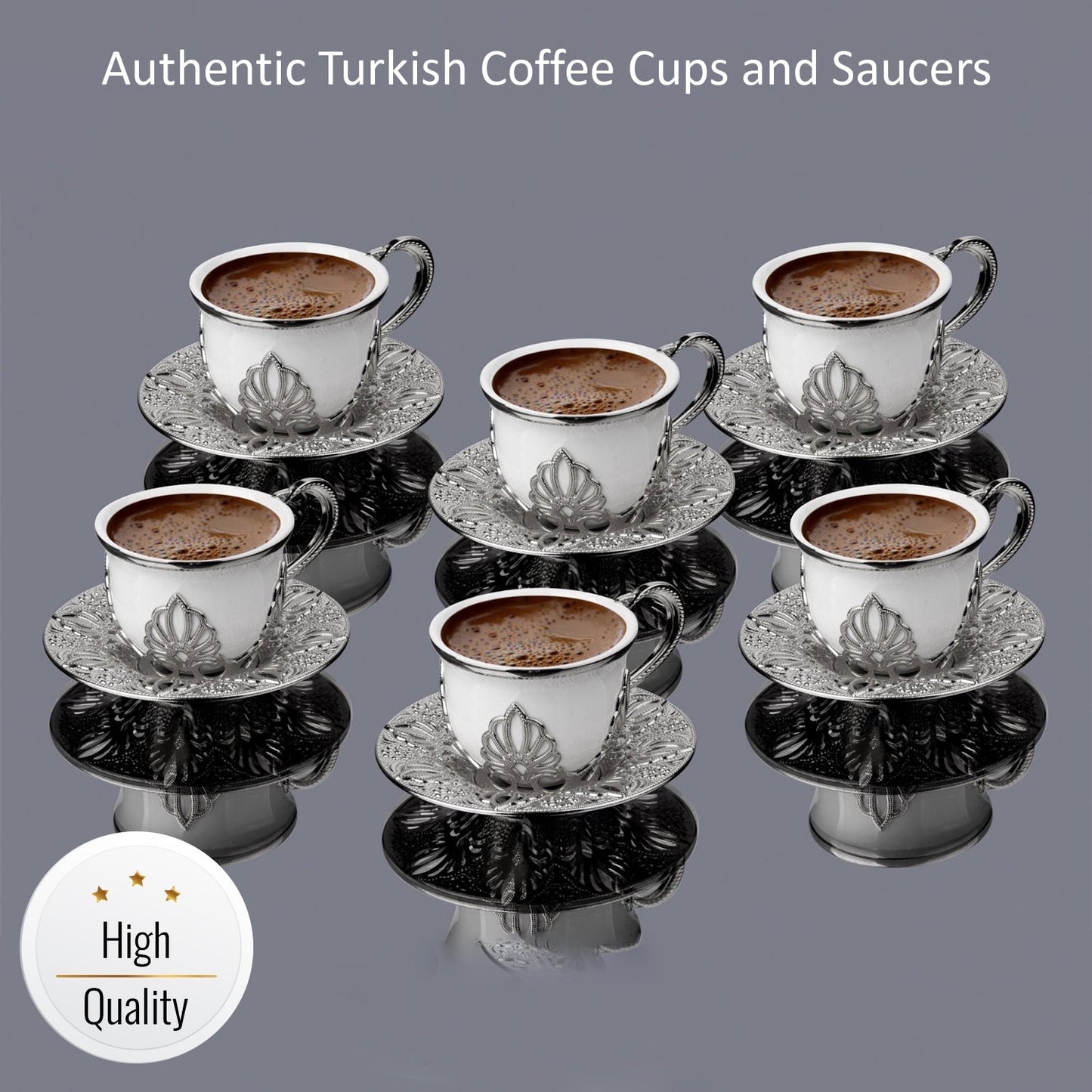 Handmade Turkish Coffee Cup Set 18 Piece — Cups & Saucers, 2.7 Oz