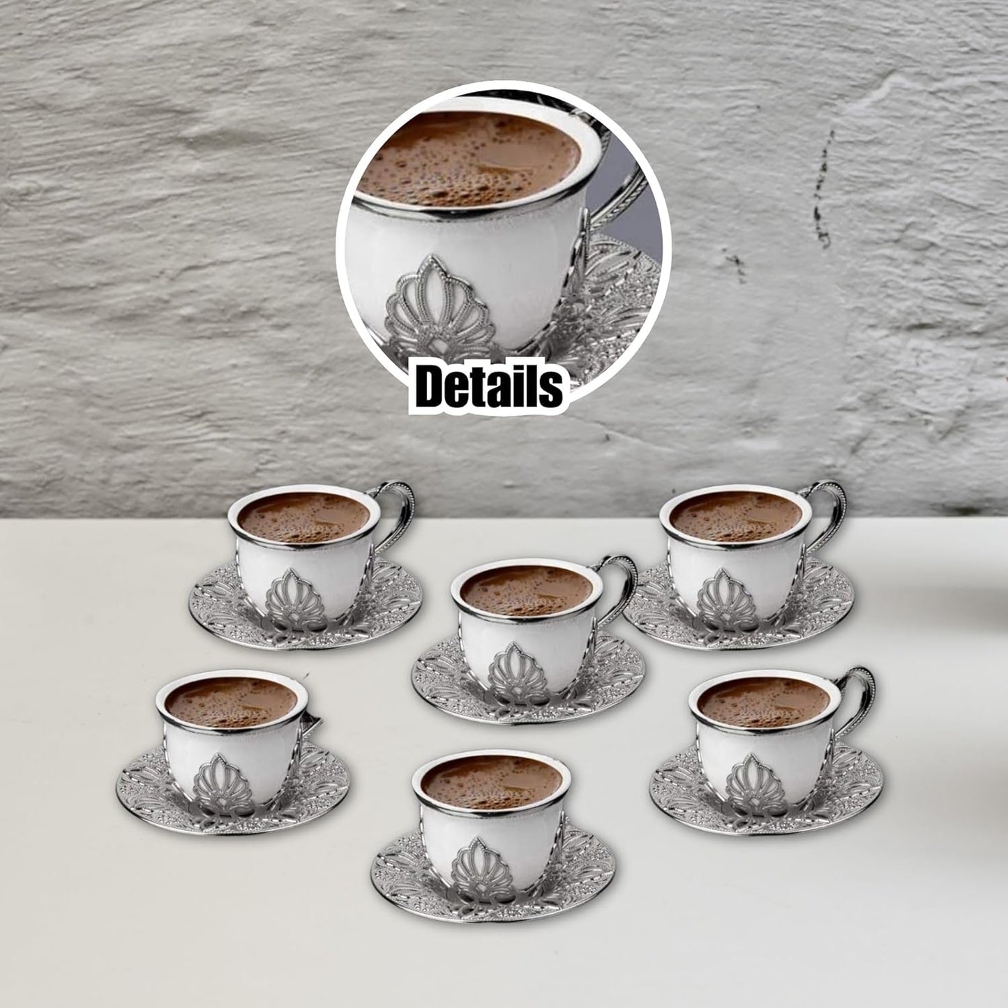 Handmade Turkish Coffee Cup Set 18 Piece — Cups & Saucers, 2.7 Oz