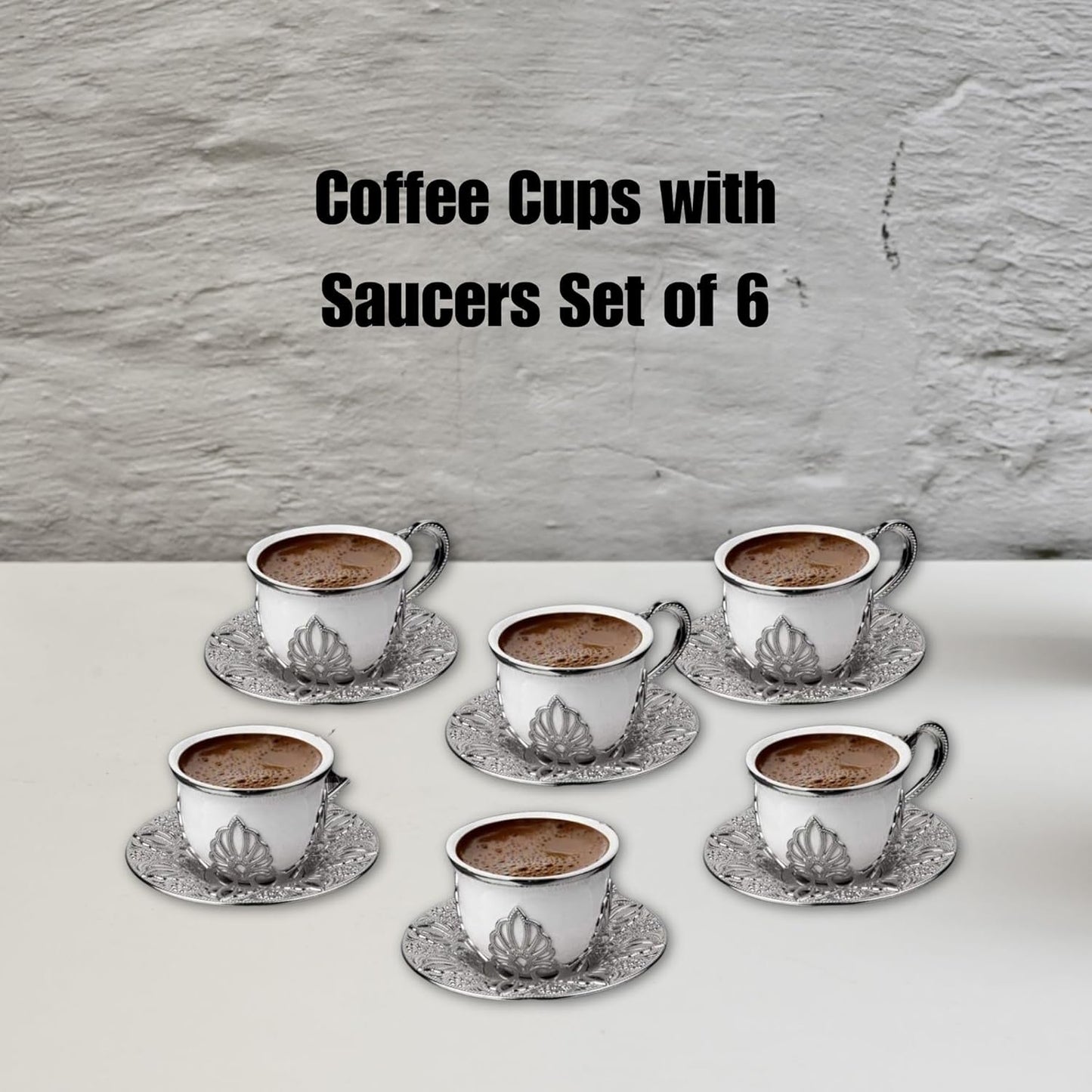 Handmade Turkish Coffee Cup Set 18 Piece — Cups & Saucers, 2.7 Oz