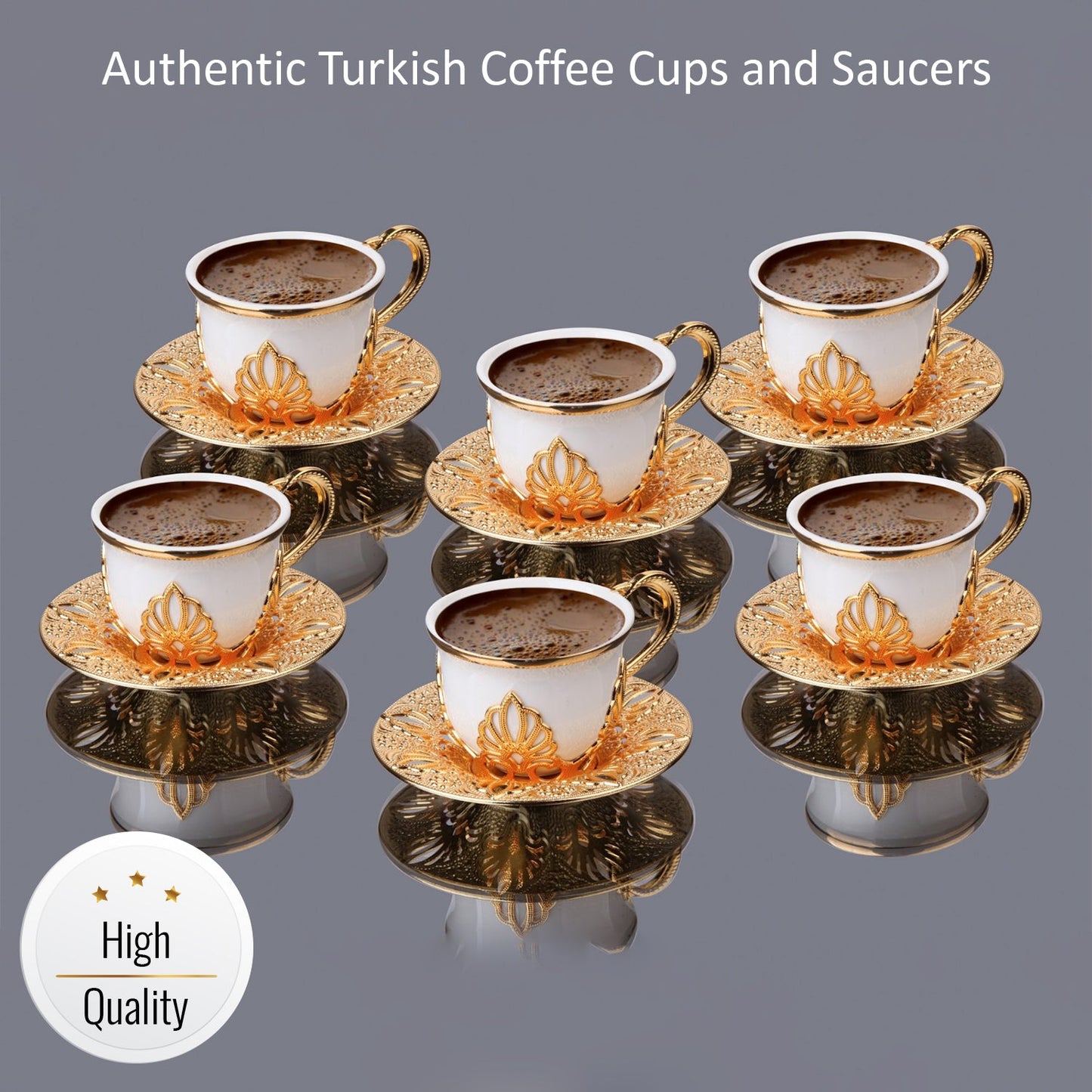 Handmade Turkish Coffee Cup Set 18 Piece — Cups & Saucers, 2.7 Oz