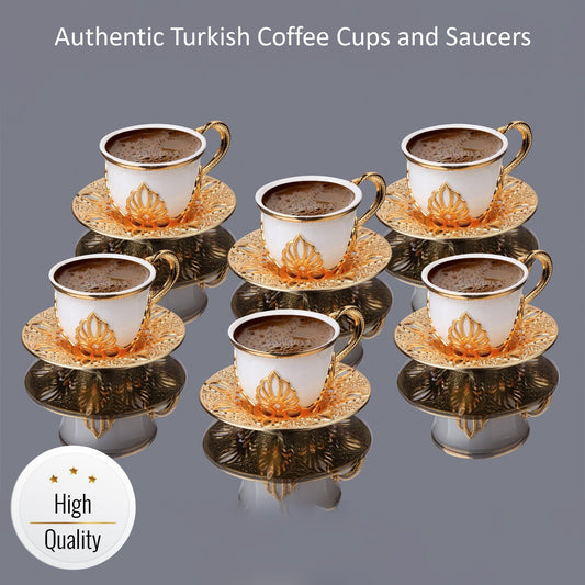 Handmade Turkish Coffee Cup Set 18 Piece — Cups & Saucers, 2.7 Oz