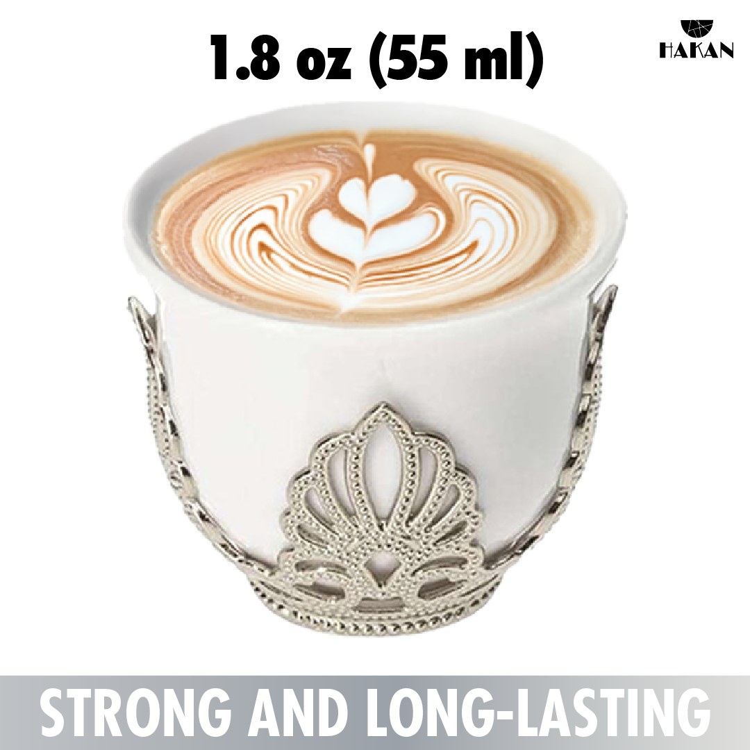 Mirra Coffee Cups with Holders 6 Piece — 1.8 Oz Gold or Silver