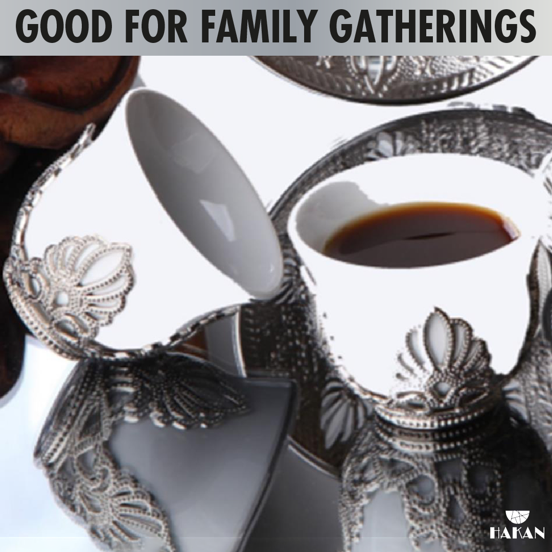 Mirra Coffee Cups with Holders 6 Piece — 1.8 Oz Gold or Silver