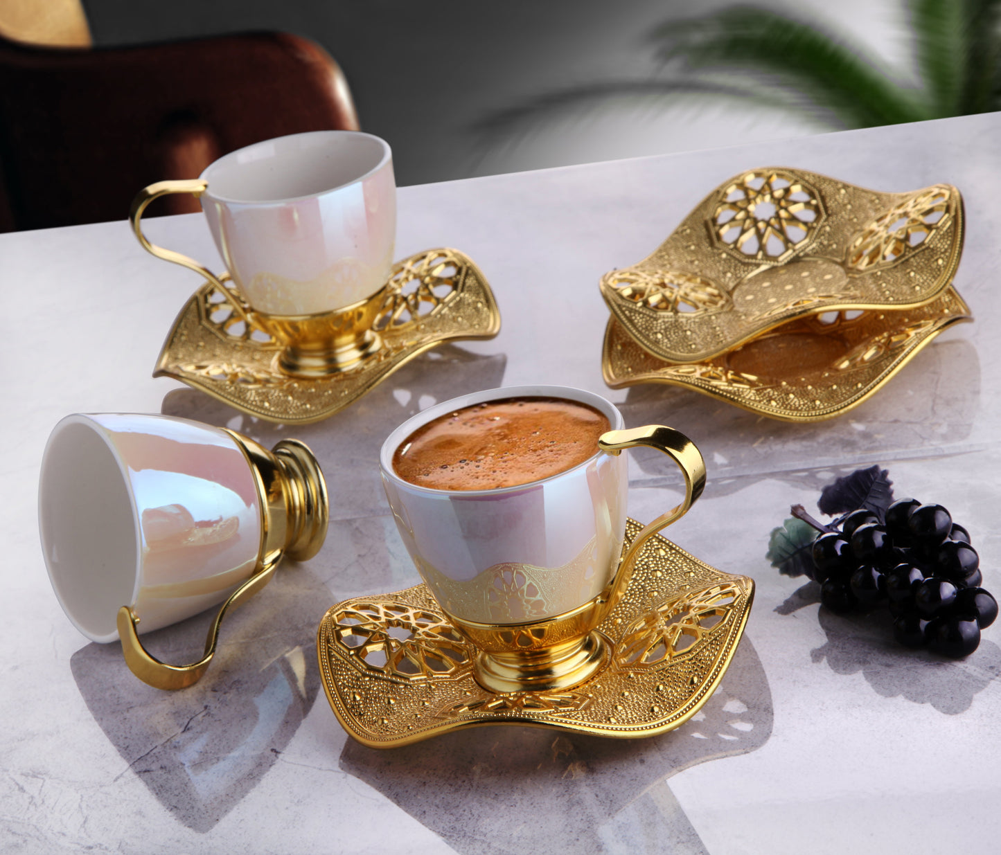Turkish Coffee Cups Handmade Pearl — 18 Piece, 3 Oz