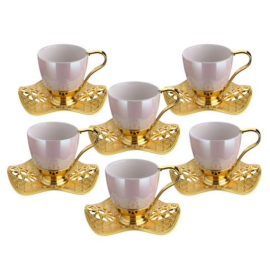 Turkish Coffee Cups Handmade Pearl — 18 Piece, 3 Oz